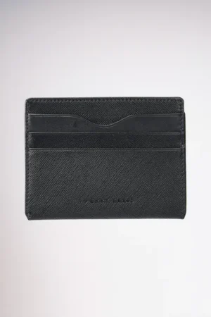 Tarjetero Perry Ellis de cuero negro para hombre