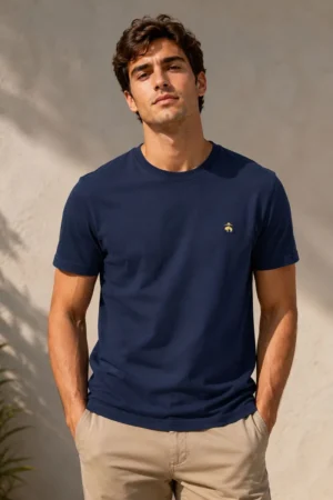Camiseta Brooks Brothers de algodón cuello redondo azul marino