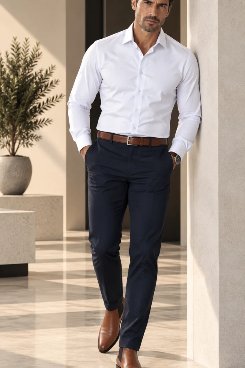 Camisa de vestir manga larga Giorginni Couture color blanco