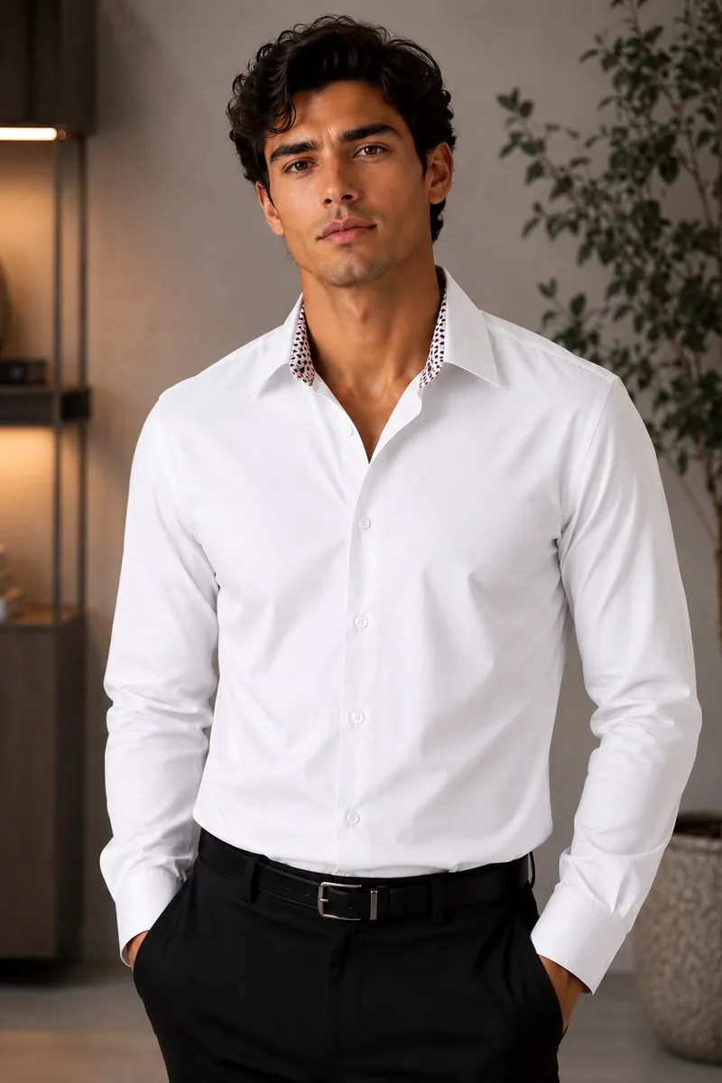Camisa de vestir manga larga Giorginni Couture blanca
