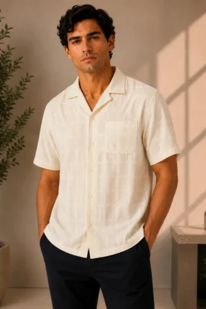 Camisa Original Penguin manga corta de algodón beige