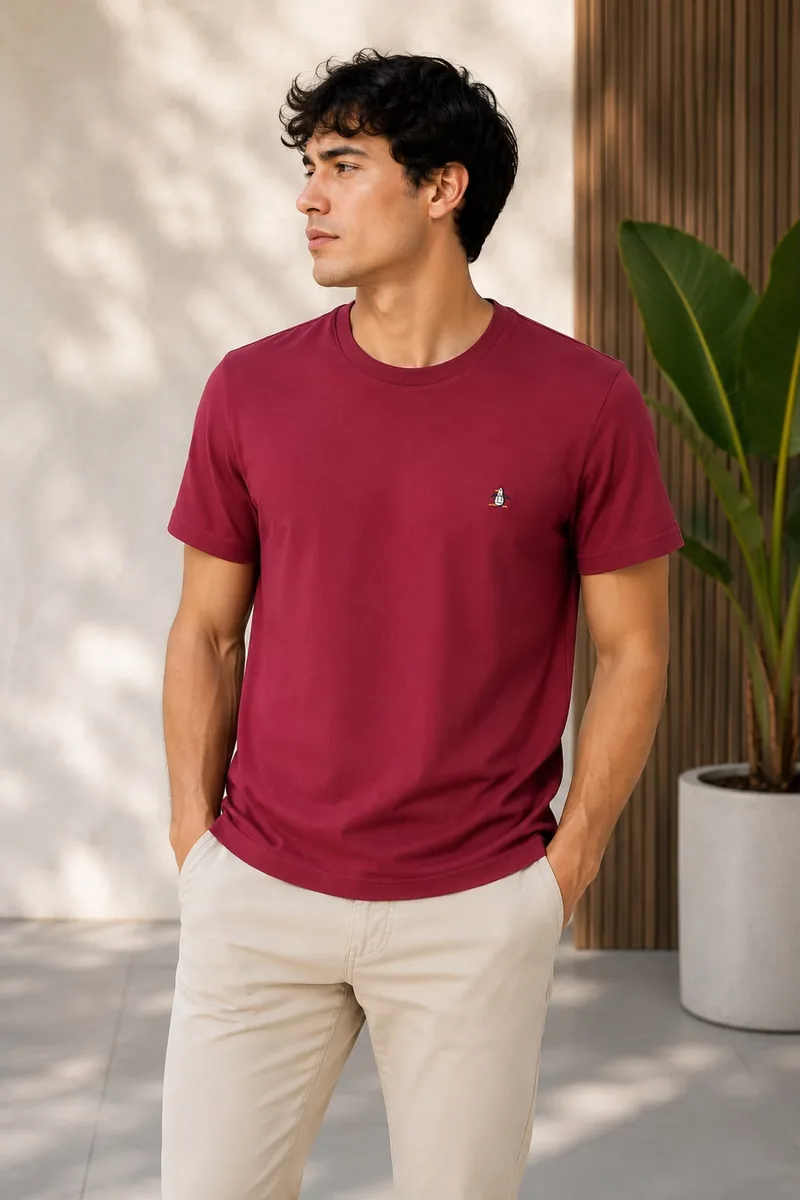 Camiseta Original Penguin de algodón roja con logo bordado