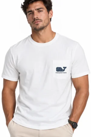 Camiseta de Algodón con Logo de Ballena Vineyard Vines blanco, vista frontal