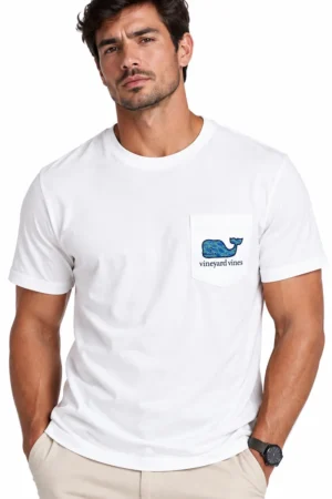 Camiseta de Algodón con Ballena Estampada Vineyard Vines blanco, vista frontal