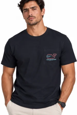 Camiseta de Algodón Good Vibes Vineyard Vines azul marino, vista frontal