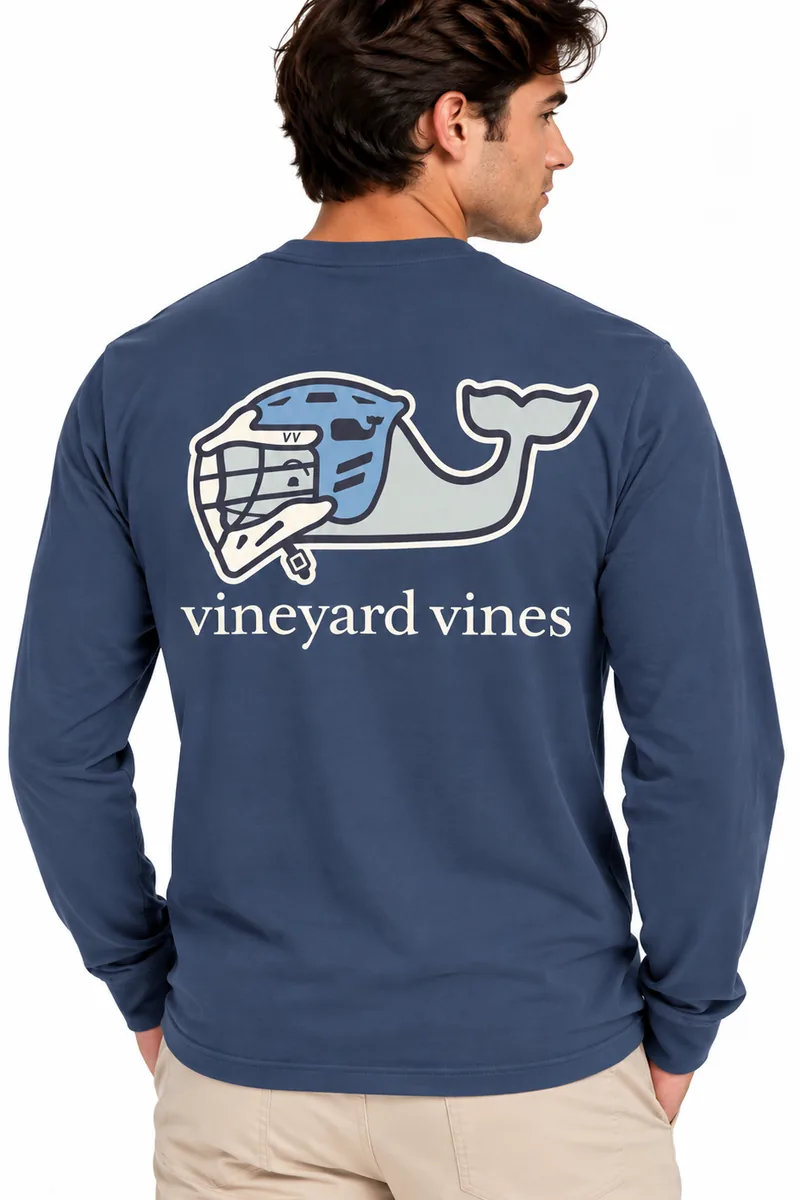 Camiseta Manga Larga con Ballena Lacrosse Vineyard Vines azul, vista de espalda