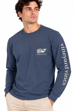 Camiseta Manga Larga con Ballena Lacrosse Vineyard Vines azul, vista frontal