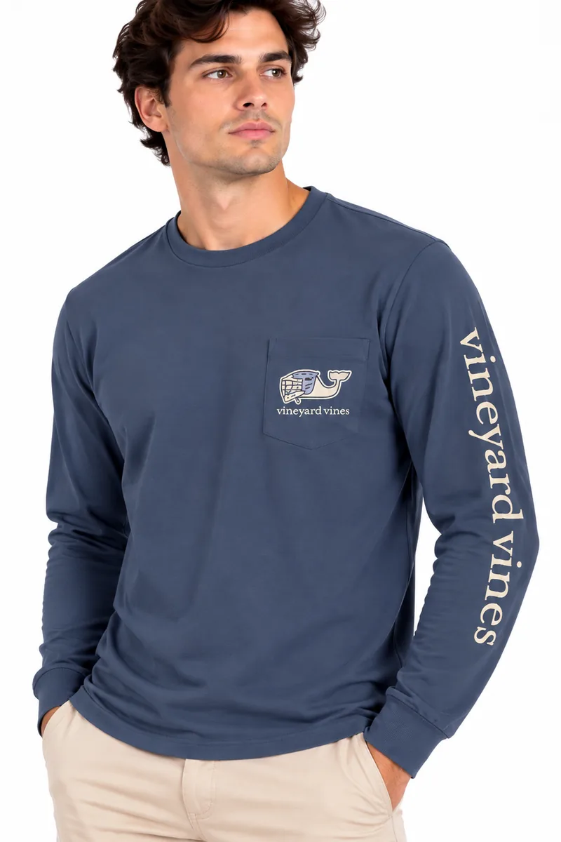 Camiseta Manga Larga con Ballena Lacrosse Vineyard Vines azul, vista frontal