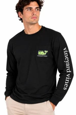Camiseta Manga Larga con Ballena Verde Lima Vineyard Vines negro, vista frontal
