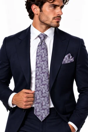 Corbata de satín texturizada Bergamo New York color gris