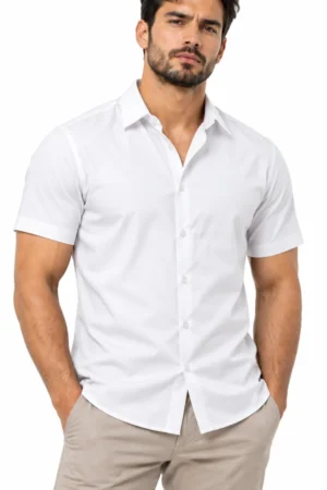 Camisa manga corta de poliéster Bohio color blanco