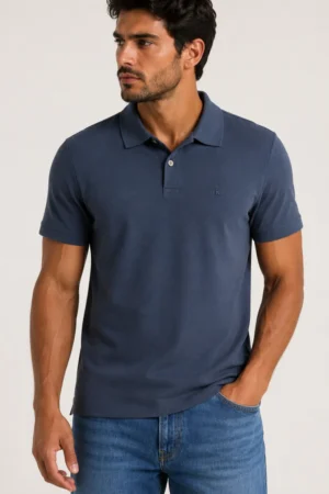 Camiseta estilo polo Calvin Klein de algodón azul marino con logo al pecho