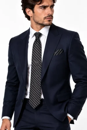 Corbata de satín a rayas Calvin Klein color gris oscuro
