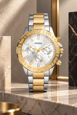 Reloj Fossil de acero modelo BQM2707 color plata con oro