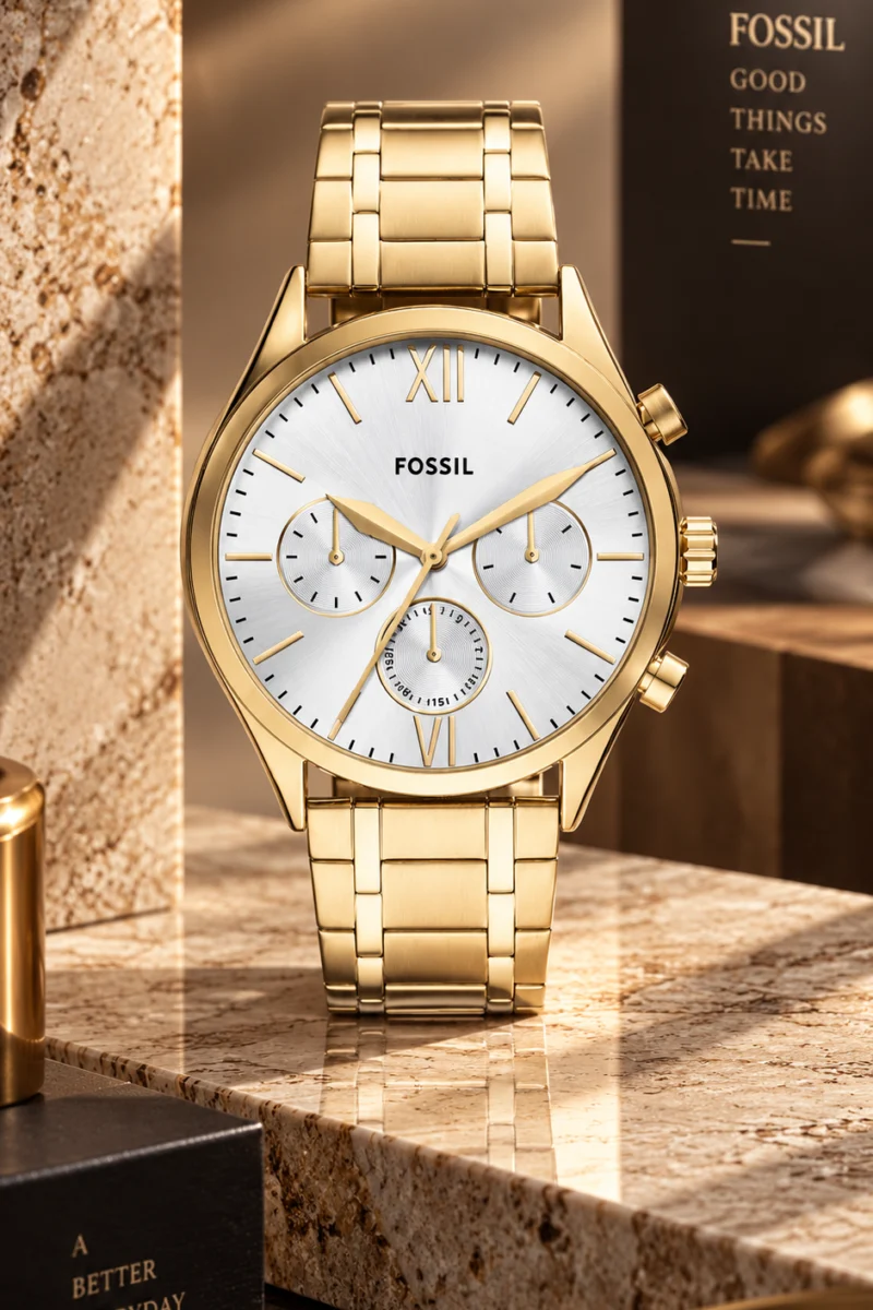 Reloj Fossil de acero modelo BQM2809 color oro con blanco