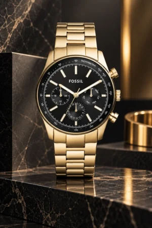 Reloj Fossil de acero modelo BQM2855 color oro con negro