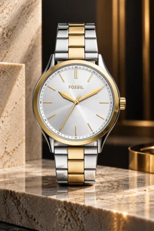 Reloj Fossil de acero modelo BQM2861 color plata con oro