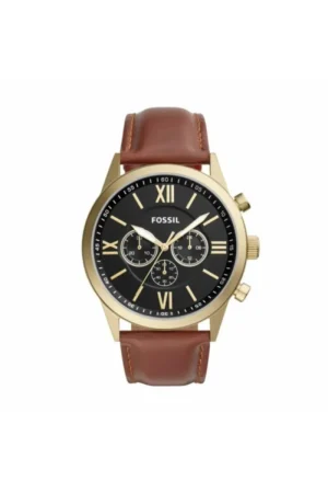 Reloj Fossil de cuero modelo BQ2261 color café con negro