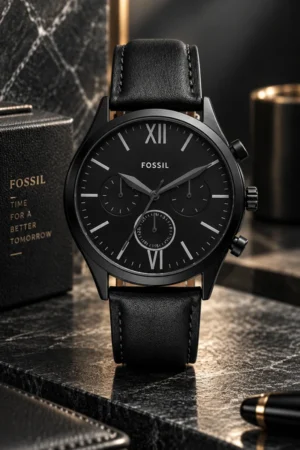 Reloj Fossil de cuero modelo BQM2364 color negro