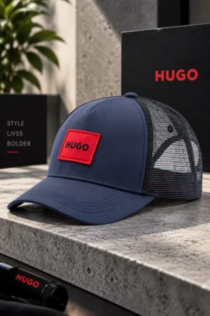 Gorra Trucker con Parche Rojo Hugo Boss color azul marino