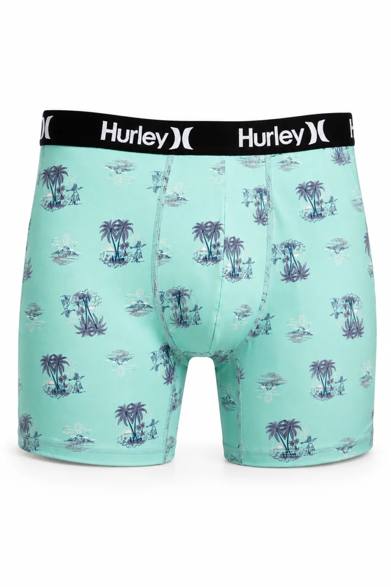 Bóxer Hurley de poliéster con estampado de palmeras