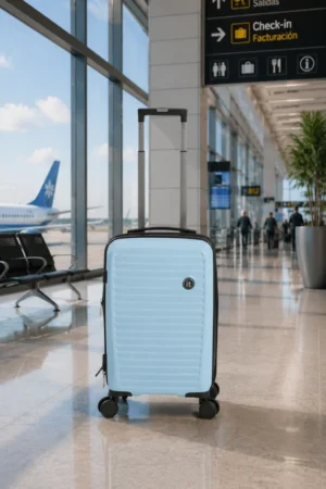 Maleta carry on rígida IT Luggage acanalada color celeste