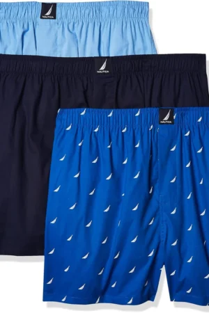 Paquete de 3 bóxers de algodón Nautica en tonos azules