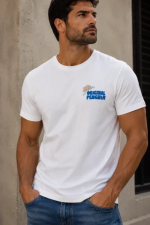 Camiseta Original Penguin de algodón blanca con logo pequeño al pecho