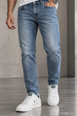 Jeans Original Penguin stretch slim fit color azul