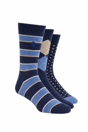 Paquete de 3 calcetas de algodón Original Penguin en tonos azules