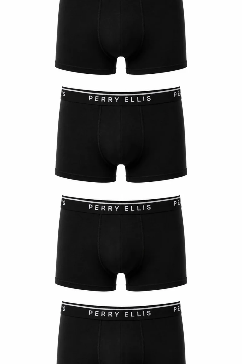 Paquete de 4 bóxers Perry Ellis de algodón color negro