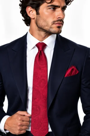 Corbata de satín texturizada Pierre Cardin color rojo