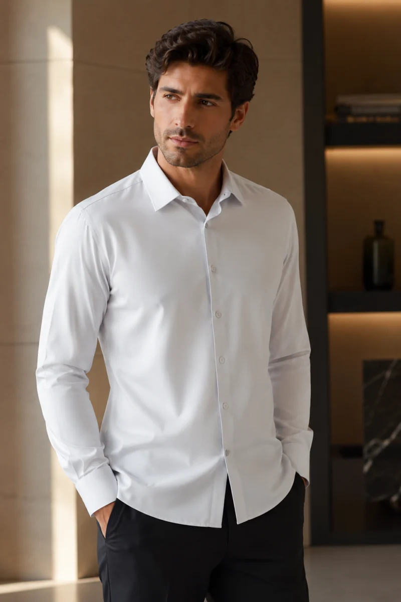 Camisa manga larga de vestir Stevenland color blanco