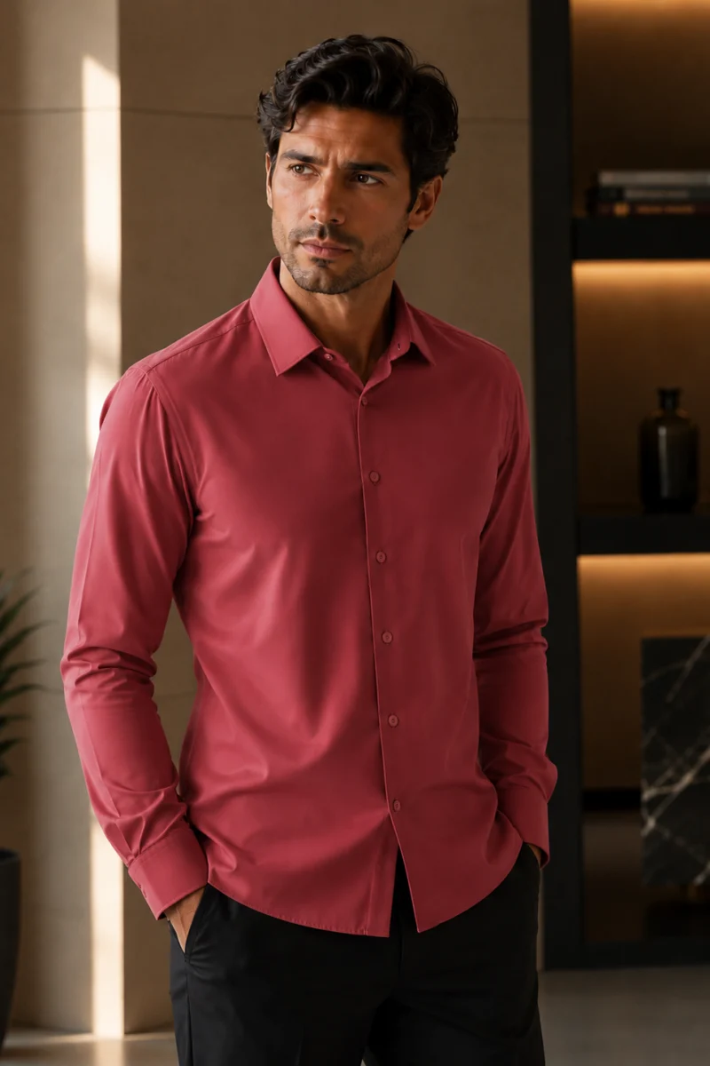 Camisa manga larga de vestir Stevenland color rojo