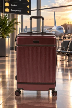 Maleta carry on rígida Ted Baker color rojo vino