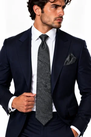 Corbata de satín texturizada Tommy Hilfiger color gris oscuro
