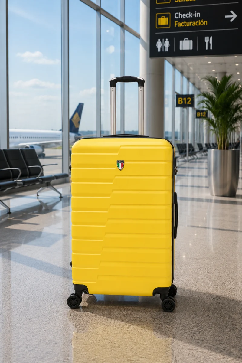 Maleta carry on rígida Tucci color amarillo