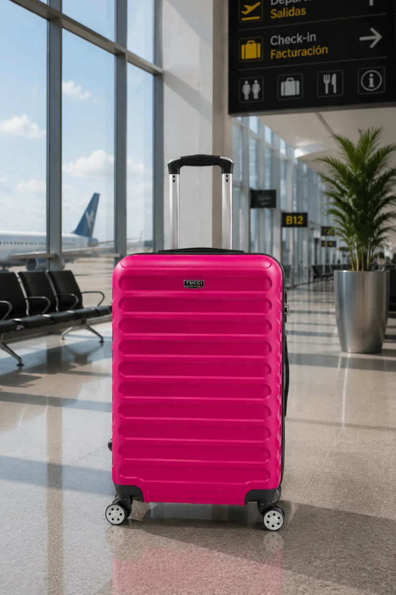 Maleta carry on rígida Tucci color fucsia