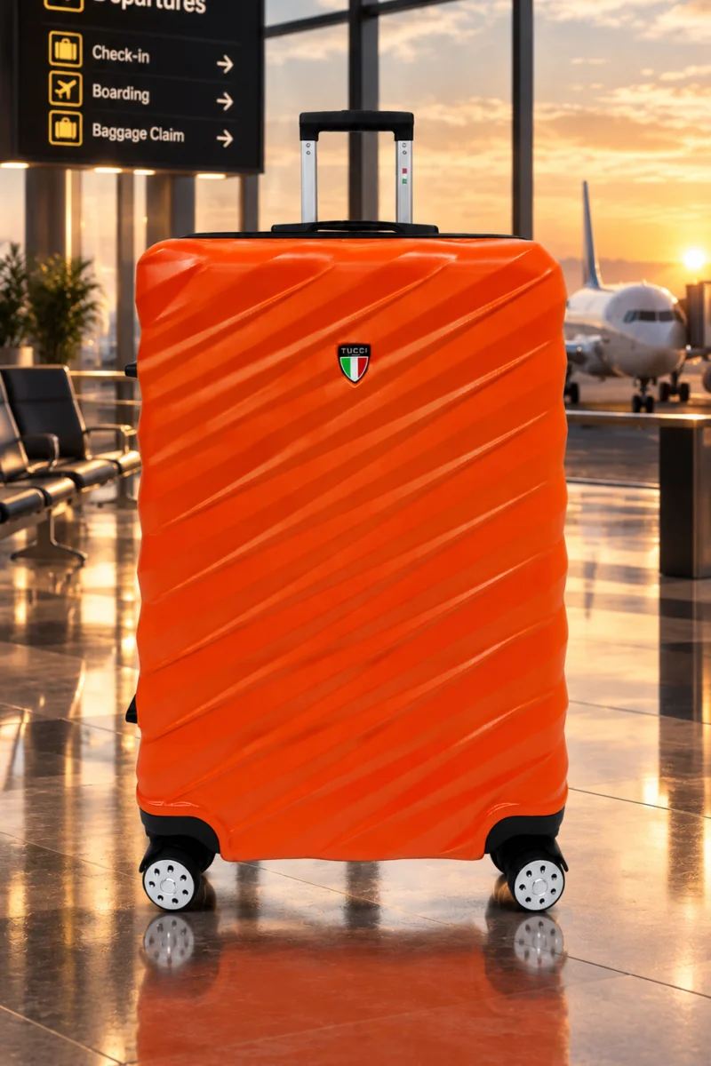 Maleta carry on rígida Tucci color naranja
