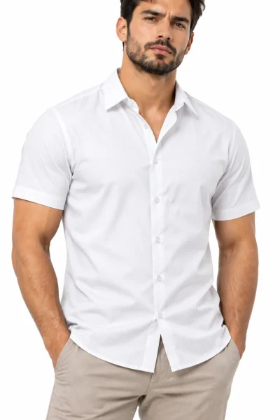 Camisa manga corta de poliéster Bohio color blanco