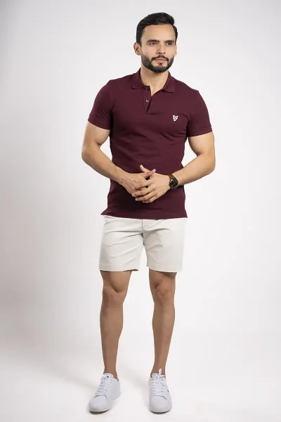 camiseta con colores básicos estilo polo color rojo oscuro 01