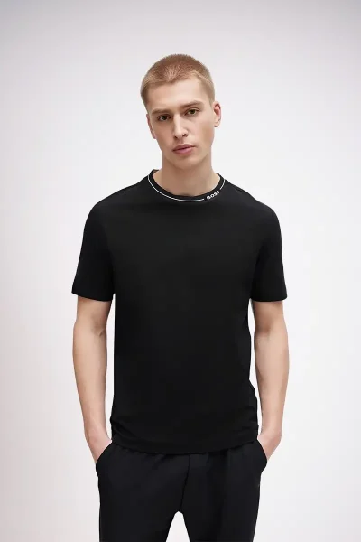 hugo boss camiseta de algodón con logo color negro con blanco