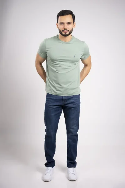 nautica camiseta cuello redondo algodón stretch color verde pastel 01