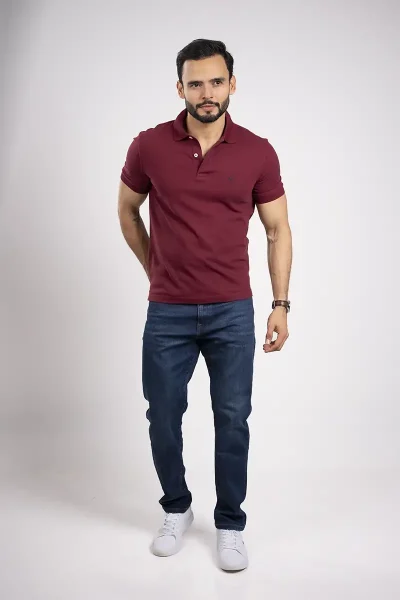 nautica camiseta estilo polo sólida en tonos básicos rojo 01