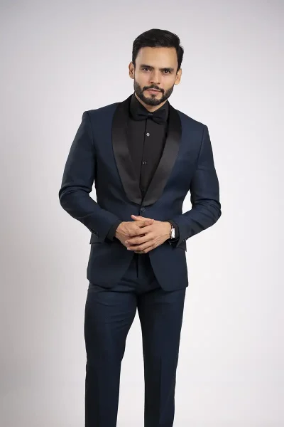 perry ellis traje de 2 piezas estilo tuxedo color azul oscuro con negro 01