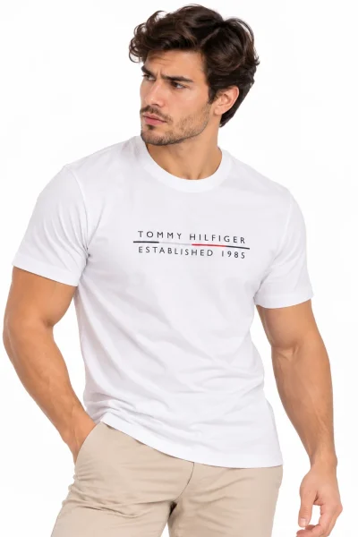 Camiseta Tommy Hilfiger de algodón blanca con logo Established 1985