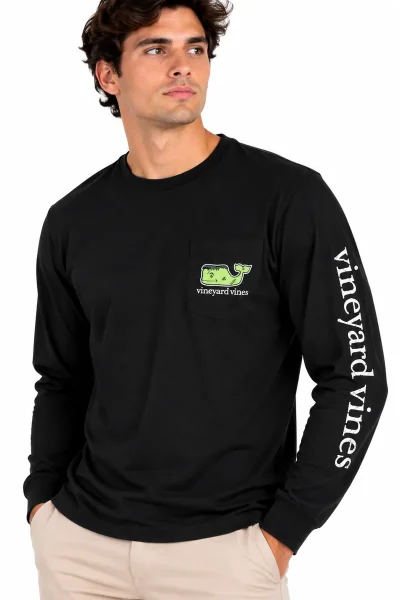 Camiseta Manga Larga con Ballena Verde Lima Vineyard Vines negro, vista frontal